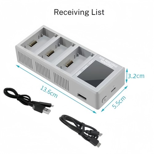 Battery drone charger hub - 3‑battery,